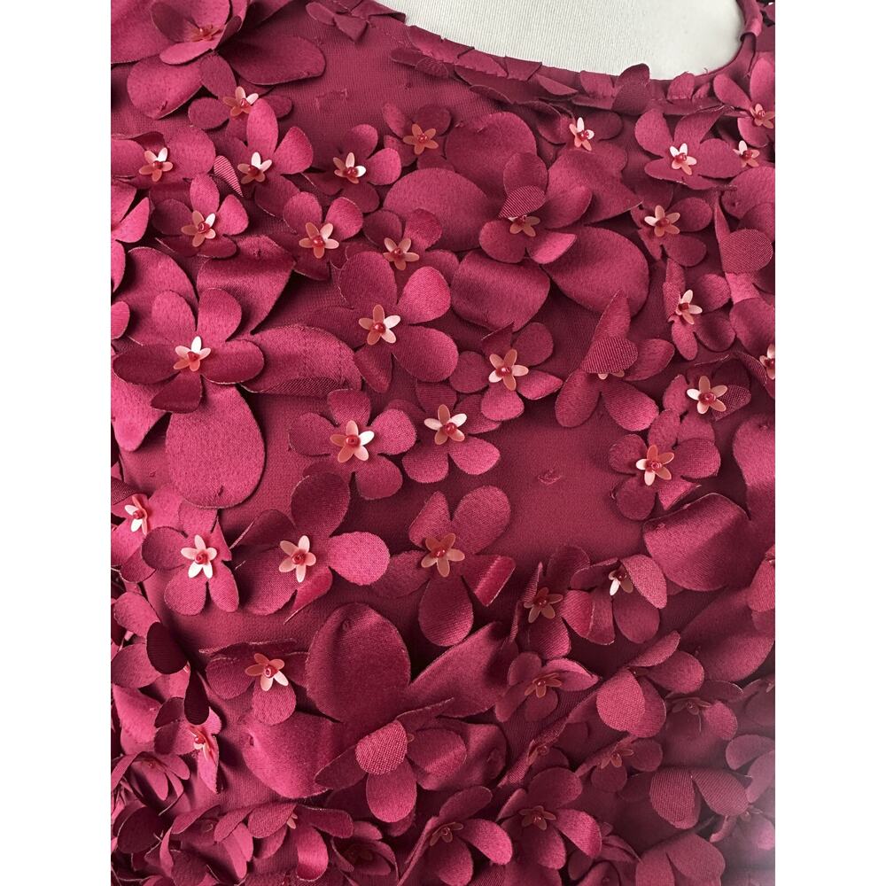 *Flawed Anthropologie Varun Bahl Rosemarie 3D Floral Top Whimsy Raspberry Size 8 - Picture 7 of 16
